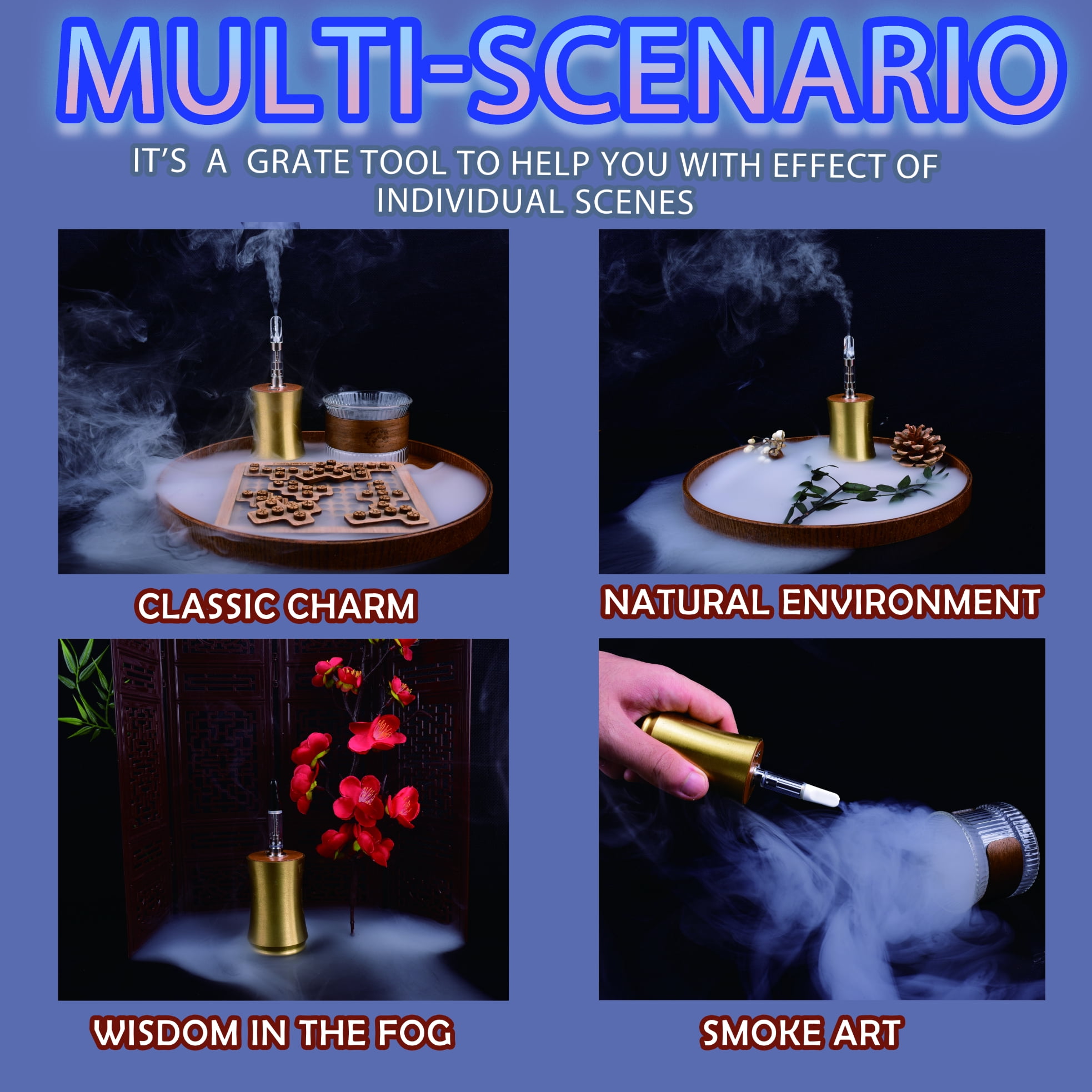 Mini Handheld Metal Fog Machine Handmade Rechargeable Remote Control Smoke Machine Smoke Maker for Videos Photography Outdoor Activities Party