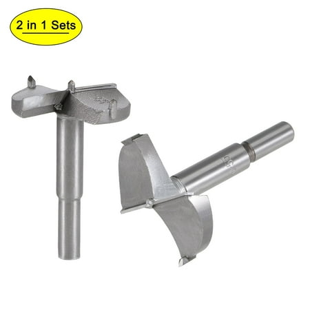

Forstner Wood Boring Drill Bits 53mm 55mm Dia. Hole Saw Carbide Alloy Steel Tip Round Shank Cutting 2 in 1 Set