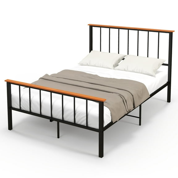 CRXX Full Size Metal Platform Bed Frame Mattress Foundation with Headboard Industrial
