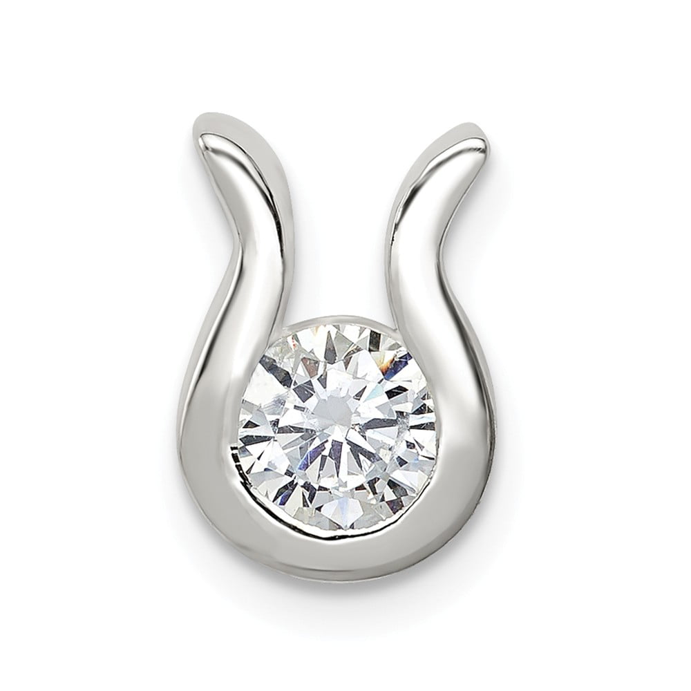 Solid 925 Sterling Silver CZ Cubic Zirconia Pendant Charm 