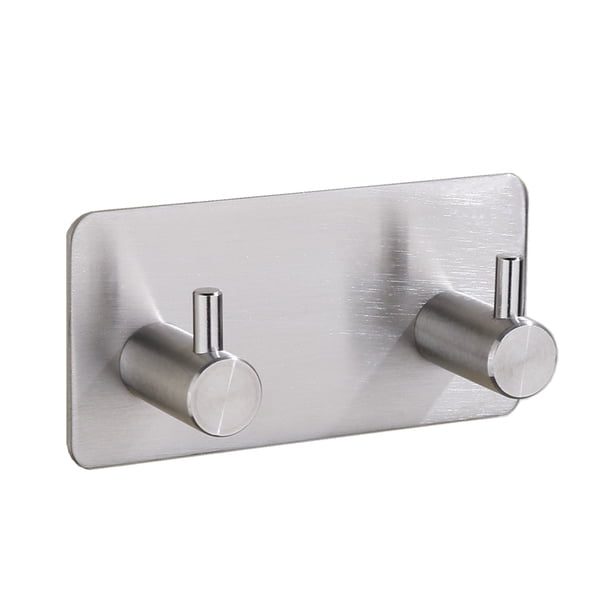 Gancho para toallas montado en la pared, autoadhesivo, sin costuras, colgador para bata de ducha, estante para puerta, abrigo, ropa, sombrero, soporte de carga pesada, organizador, gancho doble Vogacara HA010117-02B