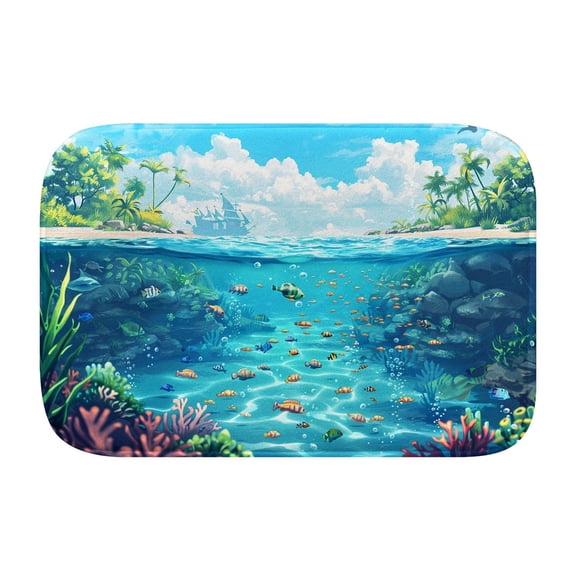 Nautical landscapes 557 Non-Slip Memory Foam Bath Rug: Absorbent, Quick-Dry, Machine Washable, Soft & Comfortable - S