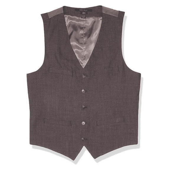 Perry Ellis Men's Slim Fit Stretch Sharkskin Suit Vest, Charcoal, Size Medium.