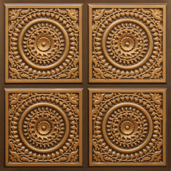 Dundee Deco's Victorian Antique Gold Patchwork Glue Up Ceiling Panels, 2 ft. X 2 ft. (4 sq ft.) each, Pack of 50