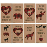 Buffalo Plaid Woodland Animal Valentines (Set of 32) for Valentine's Day by Nerdy Words