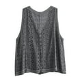thumbnail image 5 of felwors Womens Ethnic Knit Sweater Vest Hollow Cardigan Vest Single Breasted Pocket Top Grey, One Size, 5 of 5