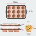 thumbnail image 3 of 12-Cup Silicone Muffin Pan for Baking - Premium Nonstick Muffin Tin with Metal Reinforced Frame, Easy to Clean Silicone Cupcake Molds, Dishwasher & Oven Safe BPA Free(Pink), 3 of 5