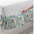 thumbnail image 2 of Floral Bed Skirt, Continuous Pattern Cartoonish Botanical Flora on Plain Backdrop Spring Print, Elastic Bedskirt Dust Ruffle Wrap Around for Bedding Decor, 4 Sizes, Multicolor, by Ambesonne, 2 of 2