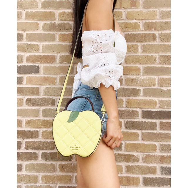 Kate Spade Honeycrisp Apple Novelty Crossbody Quilted Leather Green