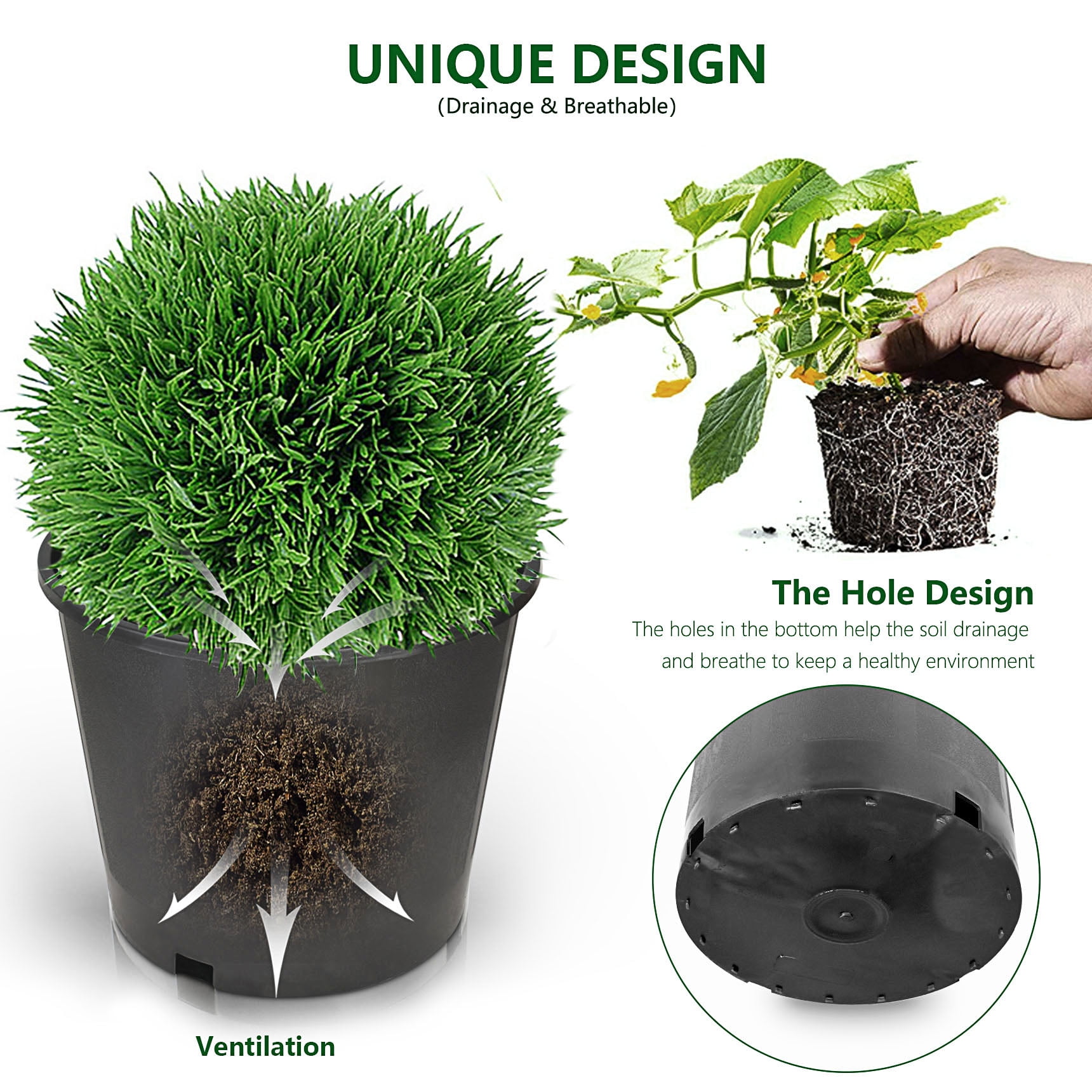 Labwork Trade Heavy Duty Huge Premium Nursery Pot Root Garden Container Fast Shipping