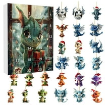 chaungfeng Christmas Pet Advent Calendar, 24 Adorable Realistic Flat Acrylic Cartoon Dragon Pendant for Christmas Countdown Calendar, for Pet Lovers, Christmas Tree Hangers Holiday Party