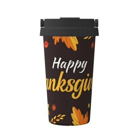 

Pofeuu Happy Thanksgiving 1 Print Coffee Mug Iced Coffee Tumbler Cup Double Wall Vacuum Leak-Proof Thermos Mug CoffeeThermos Travel Mug