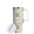 thumbnail image 2 of Stainless Steel Tumbler with Straw and Handle, Double Wall Insulated Tumblers, Cute Capybara in Coffee Cups, 2 of 9