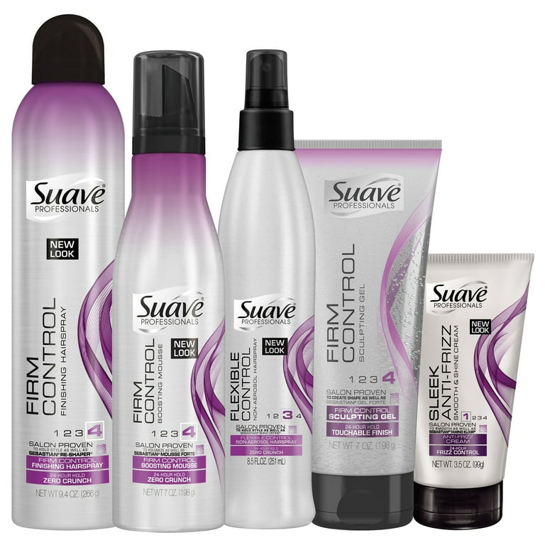 Suave Professionals Volumizing Spray Firm Control Boosting Hair Styling Mousse with Collagen, 7 oz