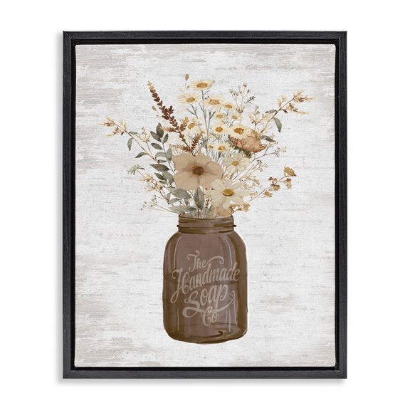 Stupell Industries French Country Autumnal Flower Arrangement Black Floating Frame Canvas Art, 17 x 21, by Lettered and Lined