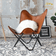 thumbnail image 2 of Leather Living Room Chairs Handmade Butterfly Chairs for Adults Side Hand Stitched Folding Iron Frame Vintage Tan Leather Butterfly Chair by PRASTARA, 2 of 3