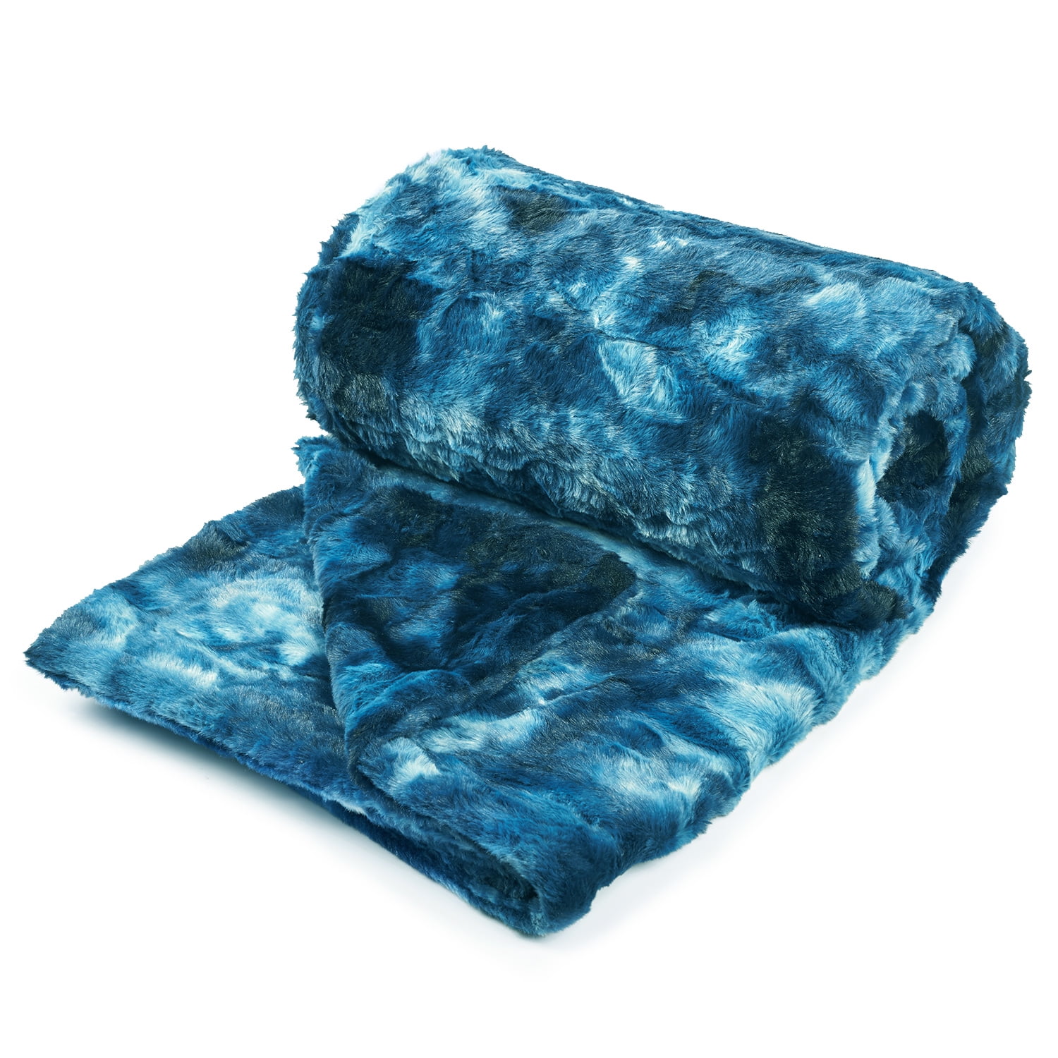 MOOFUN Faux Rabbit Fur Throw Blanket- 60x80 inches, Soft Fluffy Cozy Warm Fuzzy Machine Washable, Durable Blanket for Couch and Bed - Teal