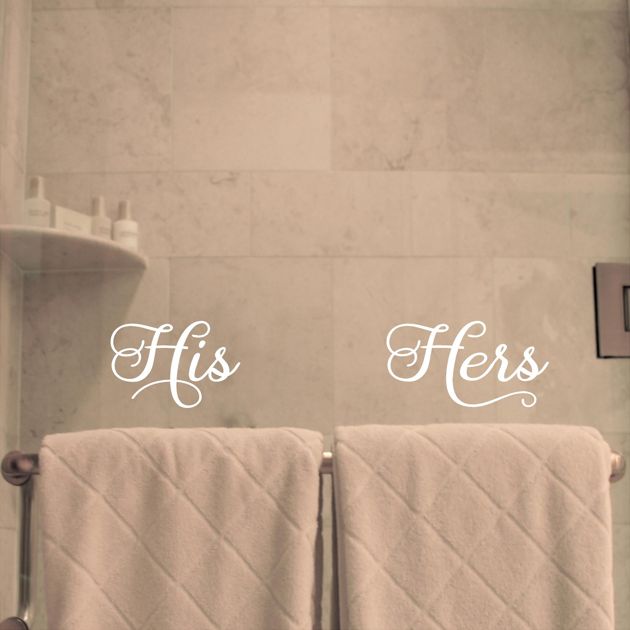 His and Hers Vinyl Lettering Wall Decal Sticker Bathroom Decals Size: 6H x  9L, 6H x 11L - Color: Black 