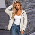 thumbnail image 4 of Zynoxe Plus Size Rain Jacket Women Trendy Waterproof Zip Up Adjustable Cuffs Raincoat with Drawstring Hood Outdoor Travel Hiking Windbreaker Beige S, 4 of 6