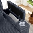 thumbnail image 4 of Aukfa Corduroy Chaise Lounge Chair with Ottoman, Hidden Rotating Table, Storage Armrest with Cup Holder, USB Port & Bluetooth Speaker, Dark Gray, 4 of 8