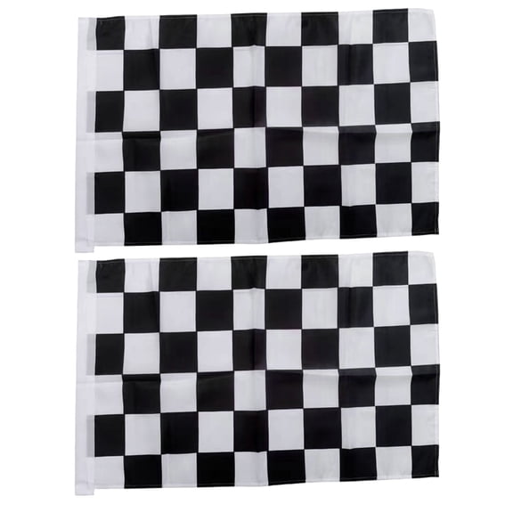 SEWCHICS 2Pcs Checkered Racing Race Car Flags Polyester Black White Signal Banner for Sports Events