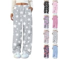 thumbnail image 7 of Yokua Women's Flannel Printed Fleece Pajama Pants Drawstring Comfortable Casual Pants with Pockets, 7 of 7