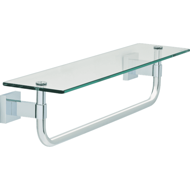 Maxted 18" Glass Shelf with Towel Bar in Chrome