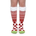 thumbnail image 4 of Jefferies Socks Girls Fuzzy Trim Cuff Polka Dot Stripe Holiday Knee High Socks 1 Pair Pack, 4 of 4