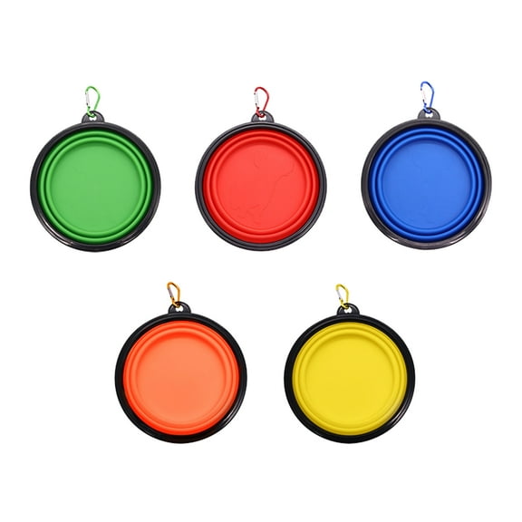 Collapsible Silicone Pet Bowls – 5-Pack Portable Travel Dog & Cat Food and Water Dishes (Yellow, Blue, Orange, Green, Red)