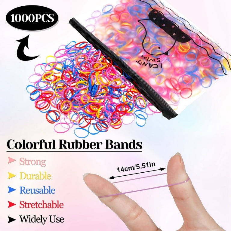 BUBABOX 1000 Pcs Rubber Bands for Hair, Topsy Tail Hair Styling Tools,  Colorful Tiny Hair Elastics, Hair Brush Comb Set For Kids Girls Women Thin  Hair(Pink) 