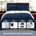 thumbnail image 2 of Swift Home 3PC Reversible Winter Plush Sherpa & Faux Micromink Comforter Set, Navy, Queen, 2 of 6