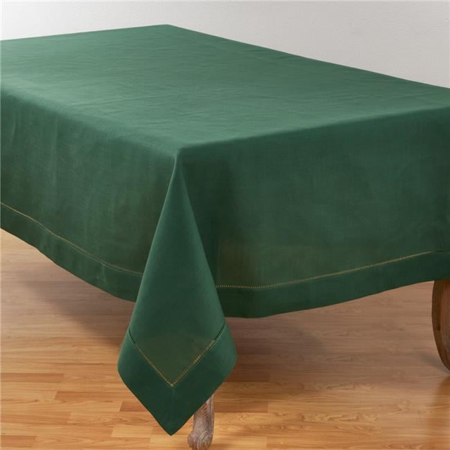 SARO LIFESTYLE 6307.JG70160B Rochester Collection Tablecloth with Hemstitched Border 70 x 160 Jasper Green 