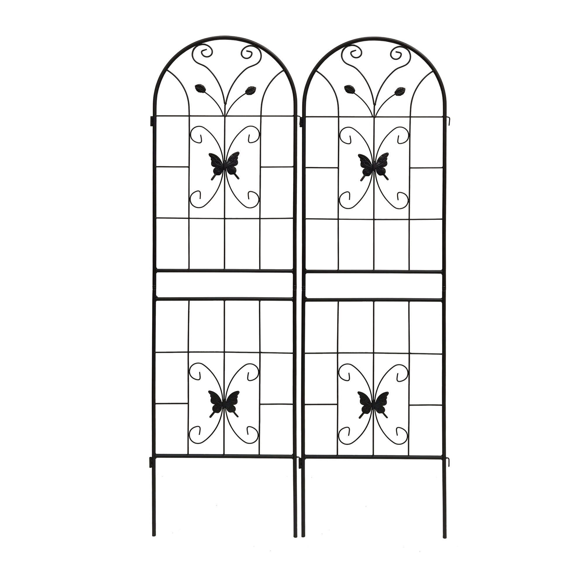 Heavy Duty Rustproof Black Iron Garden Trellis 2 Pack  19.7" x 71" For Potted Plant Support & Climbing Vines