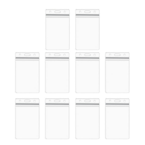 YUEVE Clear Soft Sleeve With Type Resealable Zip Vertical ID Badge Holders Clear Sealable Protector Holder Name Tags 10PCS Boxes for Sports Cards for Top Trading Cards Desk Business Holder Leather