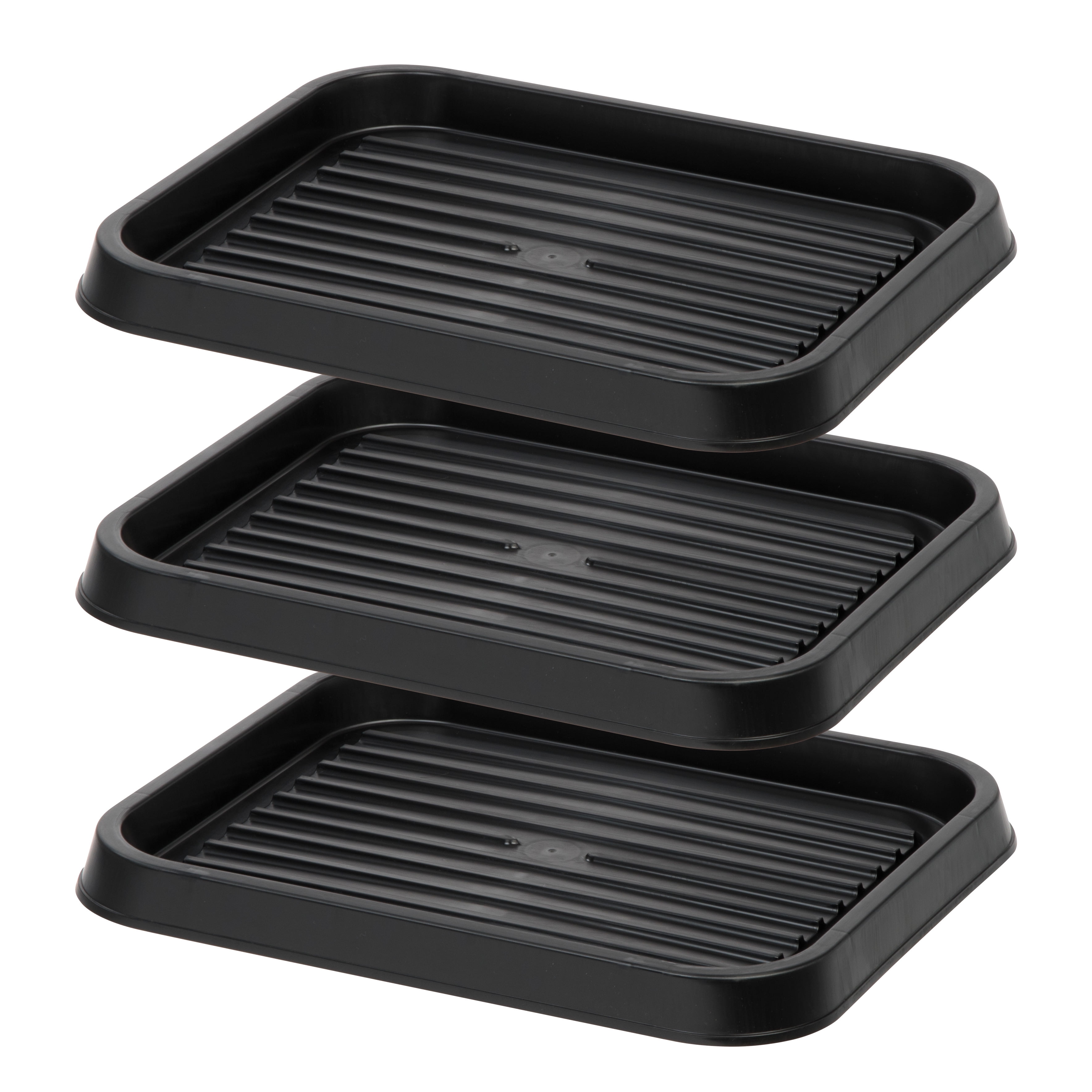 IRIS Small Shoe Tray, 3 Pack, Black