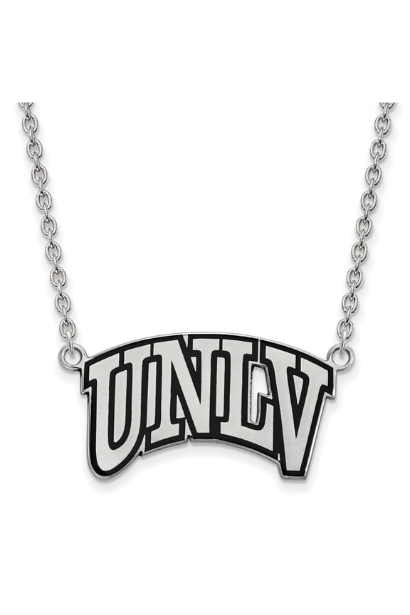 Sterling S. Rh-p LogoArt U of Nevada Las Vegas Lg Enl Pend With Necklace; 18 inch; for Adults and Teens; for Women and Men