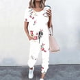 thumbnail image 2 of WXLWZYWL Summer Saving Clearance Sale Deals Women's Summer Two Piece Outfit Clearance Short Sleeve Printing Pullover with Drawstring Long Pants Tracksuit Jogger Set, 2 of 3