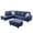 Blue, variant on Momspeace Living Room Sectional Couch with Storage Ottoman, Modern PU Leather L-Shaped Sofa Couch Set - White