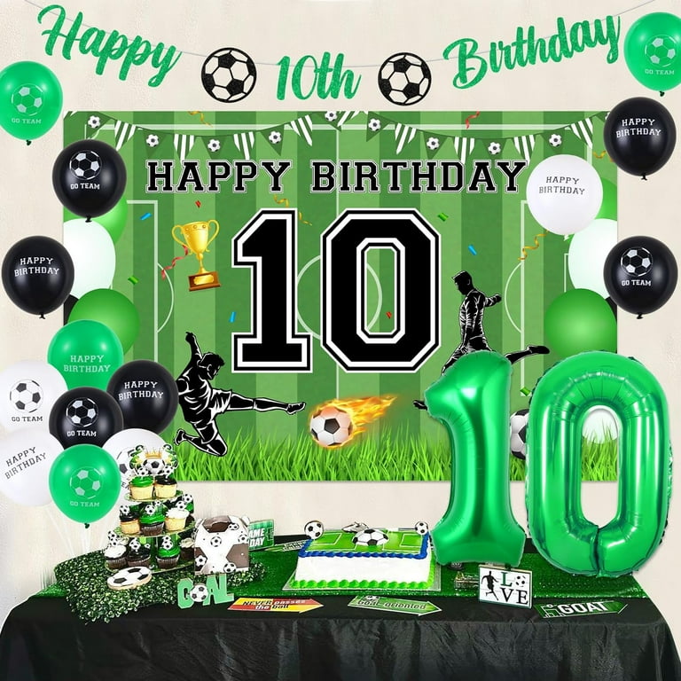 Sports Birthday Cake Decor Football Happy 10th Birthday Cake Topper - Sports Theme Party Decorations For Boys 18mm Acrylic Eyes
