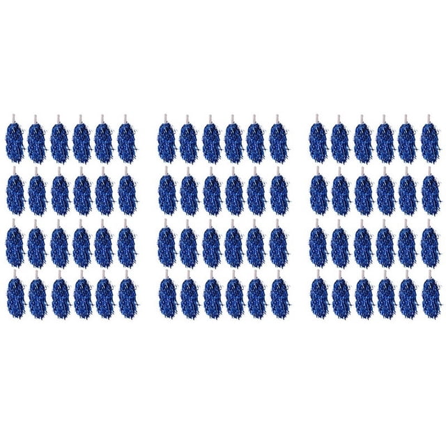 72 Piezas Pompones de Porristas de Papel Metálico Pompones de Animadora con Manejar de Plástico para Adultos Niños Porristas Fiesta Azul