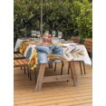 thumbnail image 2 of Outdoor Tablecloth with Umbrella Hole and Zipper, Fall Blue Pumpkin Rectangle Table Cloth 52x70 Inch Waterproof Tablecloth, Thanksgiving Sunflower Eucalyptus Picnic Table Cover for Patio Camping, 2 of 7