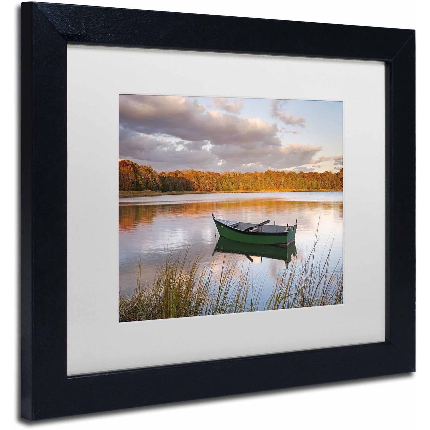 Trademark Fine Art 'Boat on Salt Pond' Canvas Art by Michael Blanchette Photography, White Matte, Black Frame