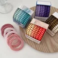 6Pcs/set Matt Solid Telephone Wire Elastic Hair Band Frosted Spiral