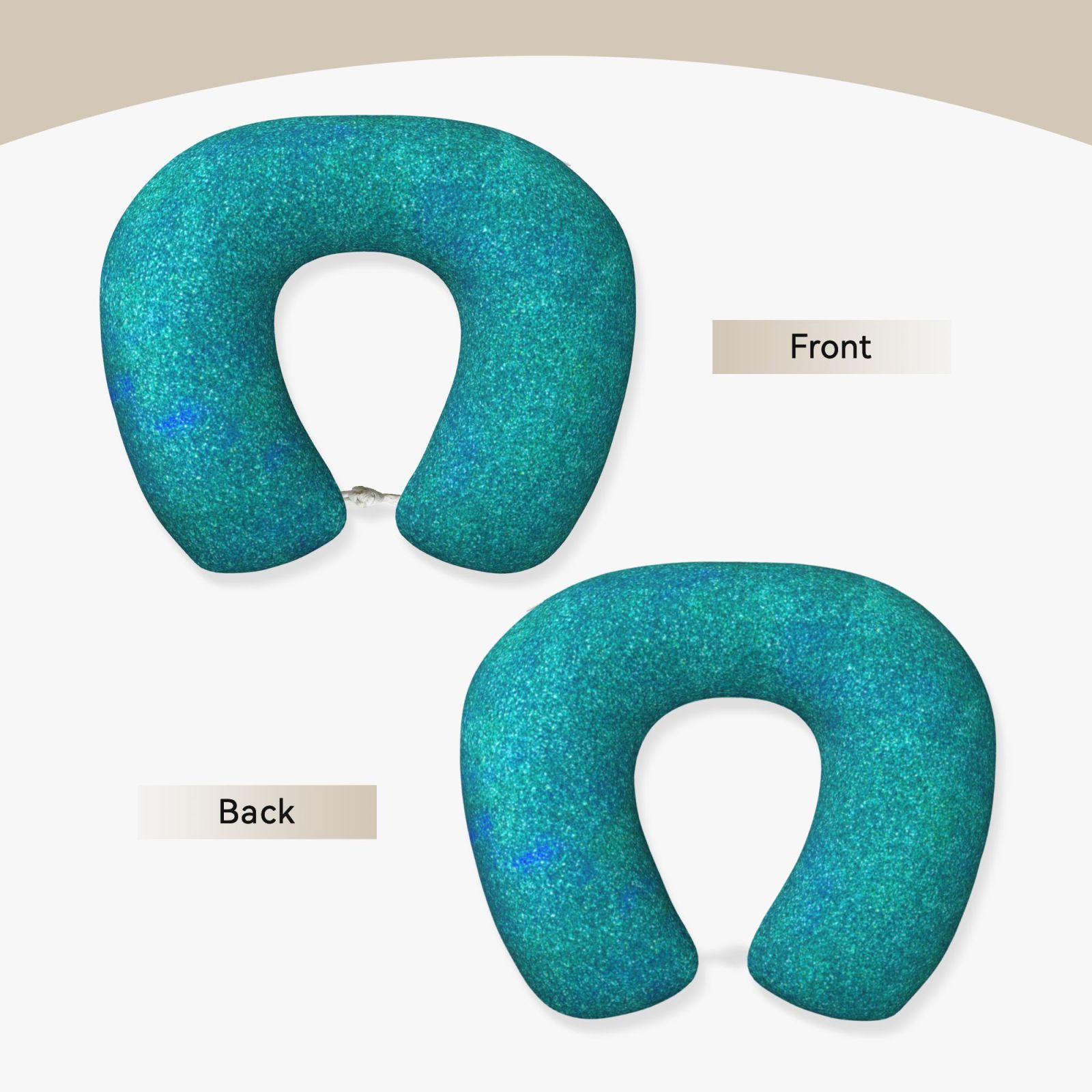 Xecao Blue Green Glitter Print Memory Foam Cervical Neck Pillow Versatile U-Shaped Pillows for Home,Office,Camping,Travelling,Soft Washable Cover