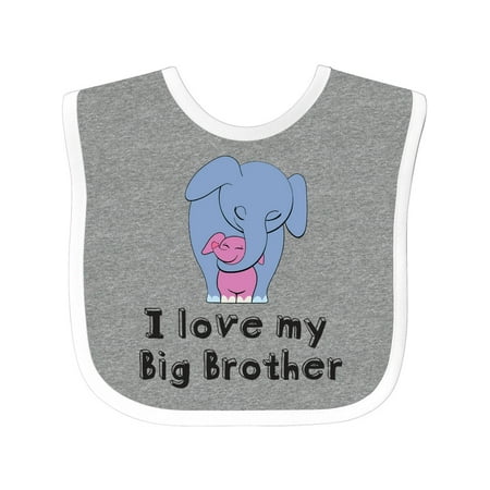 

Inktastic I Love My Big Brother Elephant Blue Pink Gift Baby Girl Bib