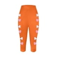 thumbnail image 4 of lcziwo Lightning Sales of Today Prime, Women's High Waist Tummy Control Cropped Yoga Pants Valentine's Day Heart Printed Workout Leggings Casual Elastic Tight Capri Leggings Orange XXL, 4 of 5