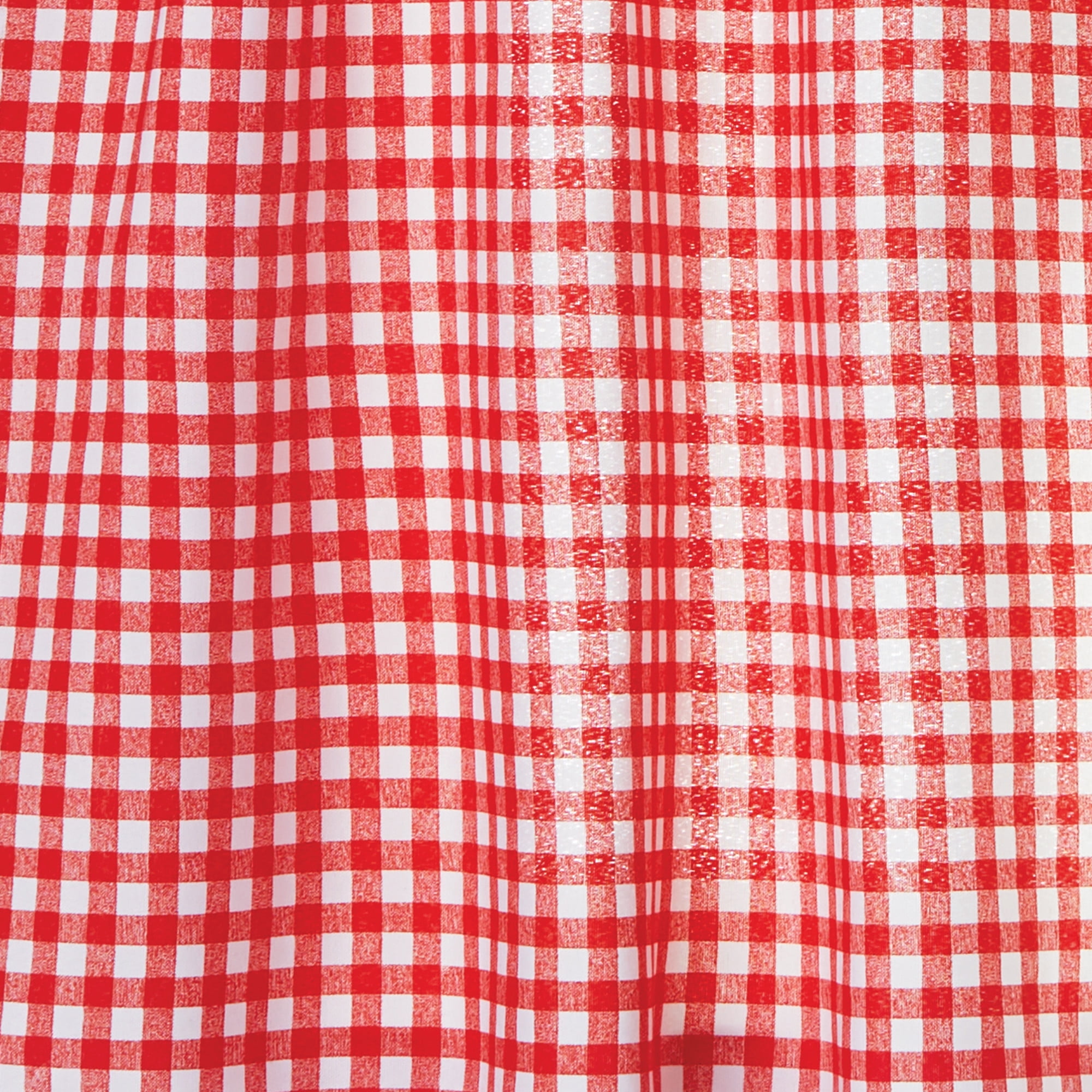 The Pioneer Woman Gingham 3 Piece Tier Set Red, Recycled Polyester BCI Cotton, 60"W x 14"L, Indoor Curtain, Adult