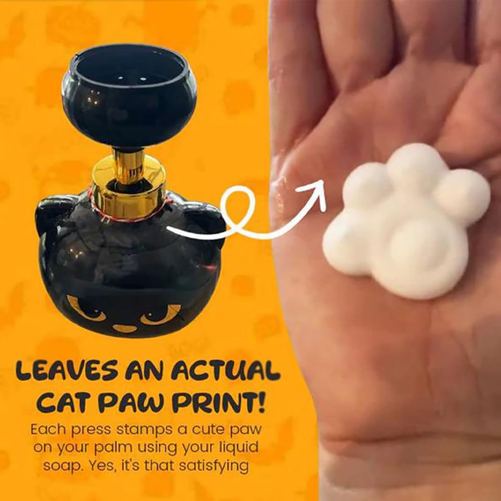 New Cute Cat Paw Foam Soap Dispenser, Cat Paw Print Soaps, Paw Soaps Dispensers Foam, Black Refillable Empty Foam Liquid Container for Bathroom Kitchen 480ml Capacity