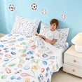 thumbnail image 4 of Manfei Cartoon Sport King Sheets, Soccer Tennis Football Bedding, Multicolor Sport 4 Pieces(1 Flat Sheet, 1 Fitted Sheet and 2 Pillowcases), 4 of 6
