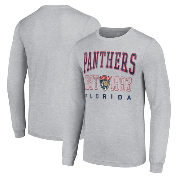 Men's Starter Heather Gray Florida Panthers Logo Graphic Long Sleeve T-Shirt